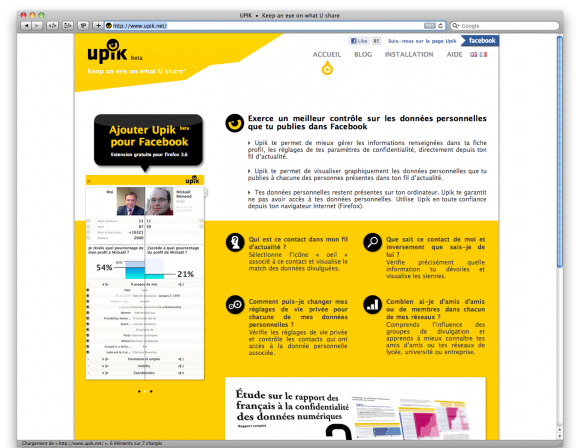 Upik : la page d'accueil